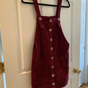 Maroon corduroy overall dress